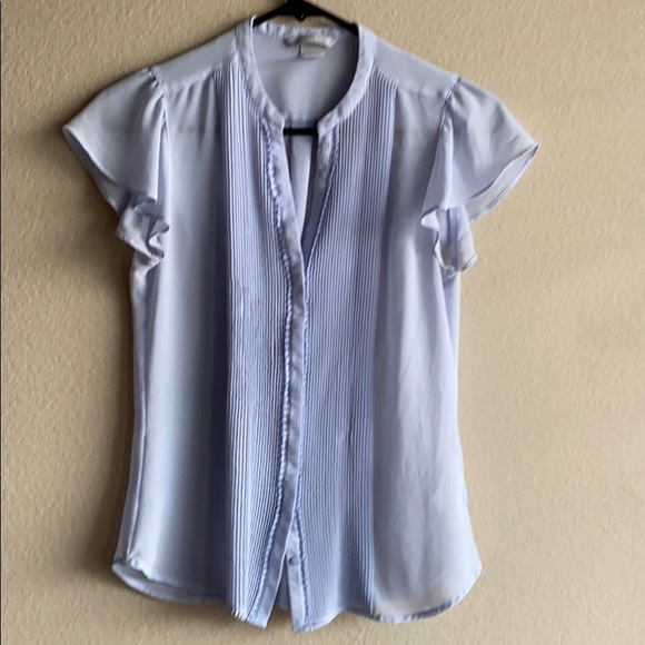 Powder Blue Button Down Dressy Blouse - Picture 2 of 4